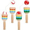 4 Pieces Wood Catch Ball, Cup and Ball Game, Cup Catch Ball Toys, Mini Wooden Catch Ball Hand Eye Coordination Educational Toys, White and Red view 1
