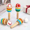 4 Pieces Wood Catch Ball, Cup and Ball Game, Cup Catch Ball Toys, Mini Wooden Catch Ball Hand Eye Coordination Educational Toys, White and Red view 4