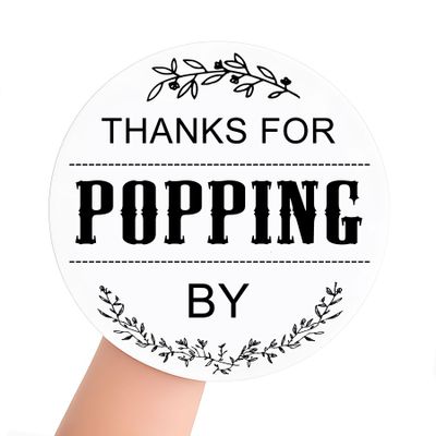 120PCS Ready to Pop Stickers, Baby Shower Favour Stickers, Thanks for Popping by Seals, Baby Shower Labels1.6 Inch Diameter Round Design (Classic Print)