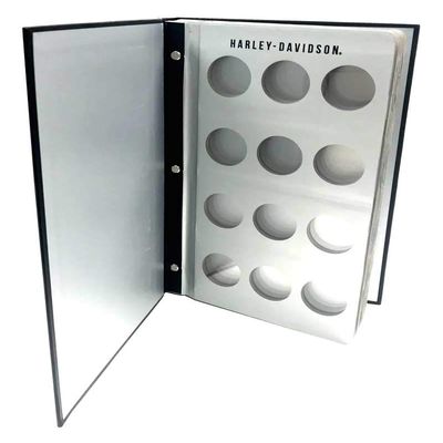 Harley-Davidson Collector's 96 Ct. Poker Chip Leather Grain Album - Black 6696