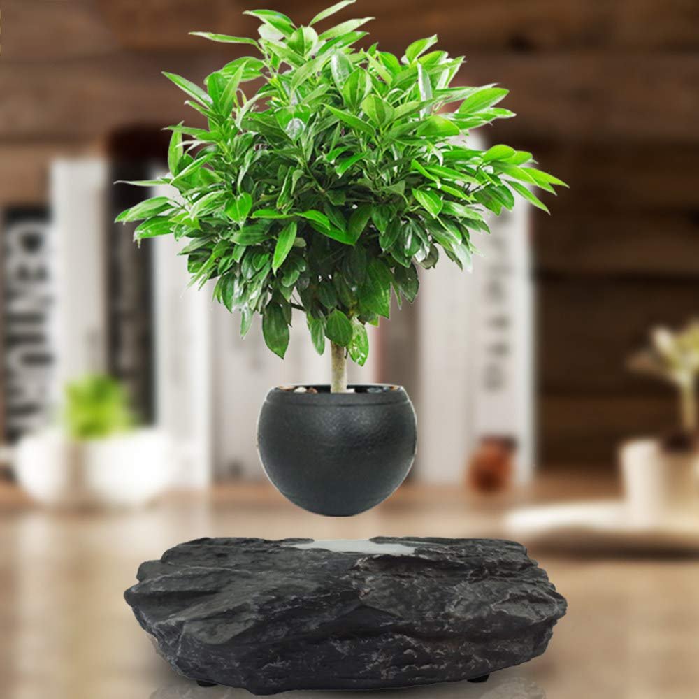 ZHHID Floating Bonsai Pot - Magnetic Suspension Levitating Air Flower Pots - Creative Design Levitation Bonsai - Home Office Decorations - Fun Gift