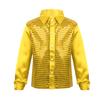 Freebily Kids Boys Glittery Sequined Long Sleeve Spread Collar Shirt Choir Jazz Dance Stage Performance Show Fancy Costumes Gold 12-14 Years view 1