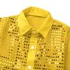 Freebily Kids Boys Glittery Sequined Long Sleeve Spread Collar Shirt Choir Jazz Dance Stage Performance Show Fancy Costumes Gold 12-14 Years view 4
