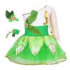 Agoky Girls Kids One Shoulder Sequins Ballet Tutu Dress Dance Outfit Stage Performance Costume Ballroom Dancewear Green 3-4 view 1