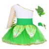Agoky Girls Kids One Shoulder Sequins Ballet Tutu Dress Dance Outfit Stage Performance Costume Ballroom Dancewear Green 3-4 view 2