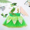 Agoky Girls Kids One Shoulder Sequins Ballet Tutu Dress Dance Outfit Stage Performance Costume Ballroom Dancewear Green 3-4 view 4