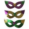 Purple, Green and Gold Sequin Mardi Gras Masks- 12 Pieces- Bulk Supply for Parties, Balls, and Parades! view 2