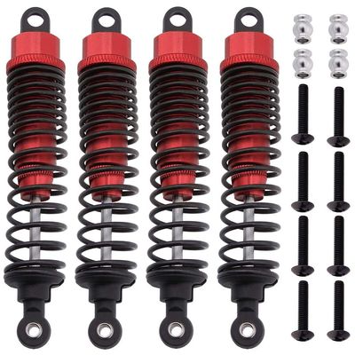 4pcs HobbyPark 98mm Aluminum Front Rear RC Shock Absorber Assembled Dampers for 1/10 Scale RC Car Off Road Buggy (Red)
