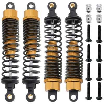 4pcs HobbyPark 98mm Aluminum Front Rear RC Shock Absorber Assembled Dampers for 1/10 Scale RC Car Off Road Buggy (Gold Yellow)