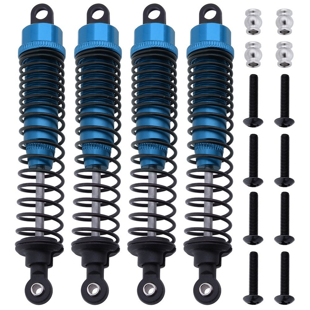 HobbyPark 1/10 RC Truck Shocks 108mm Front Rear Shock Absorber Assembled Dampers for Scale RC Car Off Road Monster (4-Pack) (Blue)