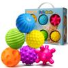 ROHSCE Sensory Ball for Babies 6 to 12 Months, Baby Balls for Toddlers 1-3 Massage Stress Relief, Textured Multi Sensory Balls Gift Sets, Montessori Sensory Toys 6 Spikey Squeeze Ball for Infant Kids view 1