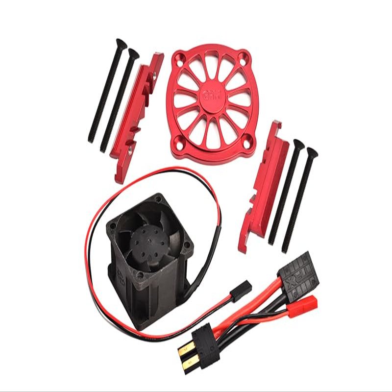 GPM for Traxxas 1/10 Maxx 4WD Monster Truck Upgrade Parts Aluminum Motor Heatsink with Cooling Fan - 1 Set Red