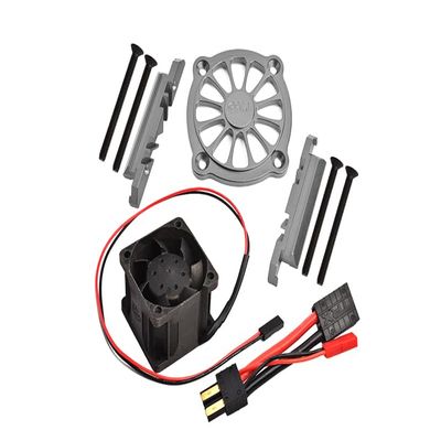 GPM for Traxxas 1/10 Maxx 4WD Monster Truck Upgrade Parts Aluminum Motor Heatsink with Cooling Fan - 1 Set Gray Silver