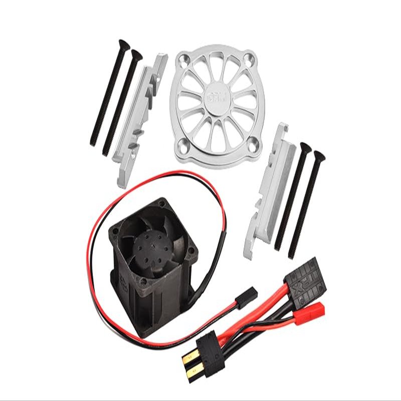 GPM for Traxxas 1/10 Maxx 4WD Monster Truck Upgrade Parts Aluminum Motor Heatsink with Cooling Fan - 1 Set Silver