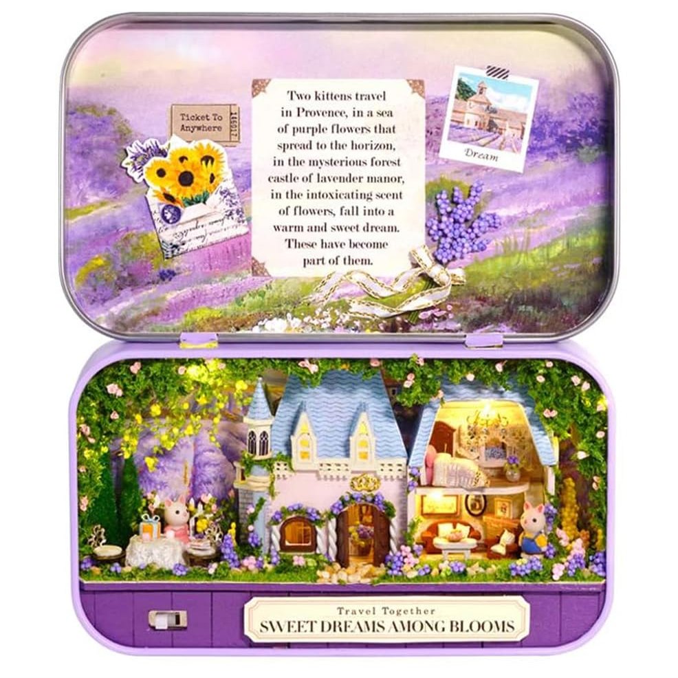 MAGQOO 3D Wooden Dollhouse Miniature DIY Doll House Kit with Furniture,1:100 DIY Box Theater Kit (Sweet Dream)