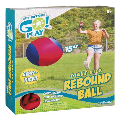 Toysmith Giant Kick Rebound Ball with Wrist Strap and Pump-Fun for Boys and Girls-Outdoor Toys (2081), 15" diameter, Assorted
