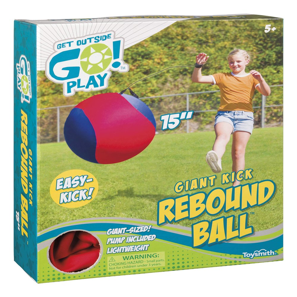 Toysmith Giant Kick Rebound Ball with Wrist Strap and Pump-Fun for Boys and Girls-Outdoor Toys (2081), 15" diameter, Assorted
