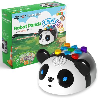 Apitor Robot Panda Coding Robot Activity Set - 48 Pieces, Screen-Free STEM Learning Toy with Smart Sensing & Loops, Educational Programming Gift for Kids Ages 4-5