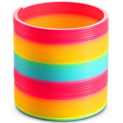 Bedwina Jumbo Rainbow Spring Coil Toy - 6" Plastic Giant Spring Coil for Kids, Big Spring Toys for Boys and Girls, Neon Colorful Rainbow Coil Spring for Party Favor Prizes and Kids Birthday Gifts
