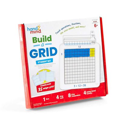 hand2mind Build-A-Grid, Dry Erase Multiplication, 3rd Grade Math, Multiplication Manipulatives, Fraction Manipulatives, Multiplication Game, Montessori Math, Homeschool Supplies (Set of 1)