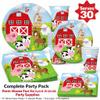 Oojami Serves 30 Complete Party Pack Farm House Fun Barnyard Animals Party Supplies 9" Dinner Paper Plates 7" Dessert Paper Plates 9 oz Cups 3 Ply Napkins Farm Animal Barn Themed Party Supplies view 2