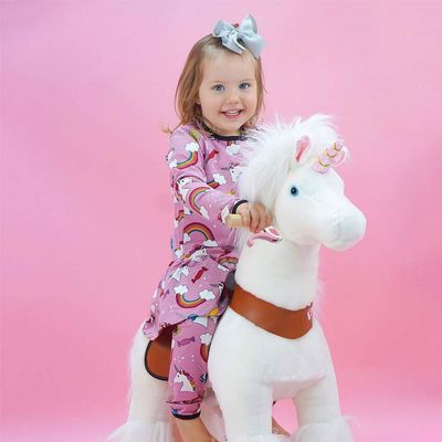PonyCycle Ride-On Unicorn for 4-9 Years Old - Medium (White, 4-9)