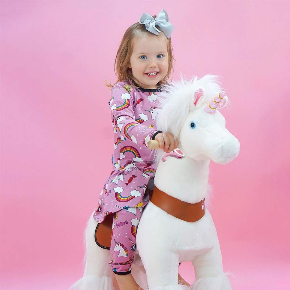 PonyCycle Ride-On Unicorn for 4-9 Years Old - Medium (White, 4-9)