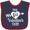 inktastic My First Valentine's Day with White Heart and Arrow Baby Bib Navy and Red 39986 view 1