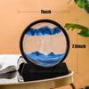 7.5inch Moving Sand Art Picture Liquid Motion 3D Round Glass Quicksand Decor Deep Sea Sandscapes with Display Flowing Sand Frame Desktop Office Relaxing Art Gifts Toys(Blue) view 2