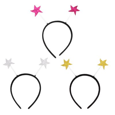 Amosfun 3pcs Sea Star Headband Glitter Felt Fabric Antenna Headband Christmas Sea Ocean Party Headwear Assorted Colors 8.85 x 8.26 Inches