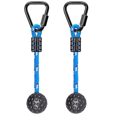 2 Pack Ninja Monkey Bars with Grip Ball 250LB Capacity Obstacle Course Bars with Safety Carabiners Trapeze Swing Bar for Slackline Ropes Swing Set Bars for Kids & Teens Ninja Line, Backyard ( Blue )