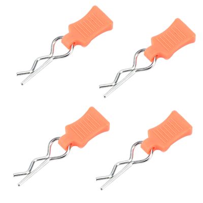 Tbest RC Body Clips Springy R Pins, 1/8 1/10 1/12 RC Body Clips R Pins + Fixing Bracket Set Model Clip Accessory (Orange) Model Car Accessories Rc Clip Retainer