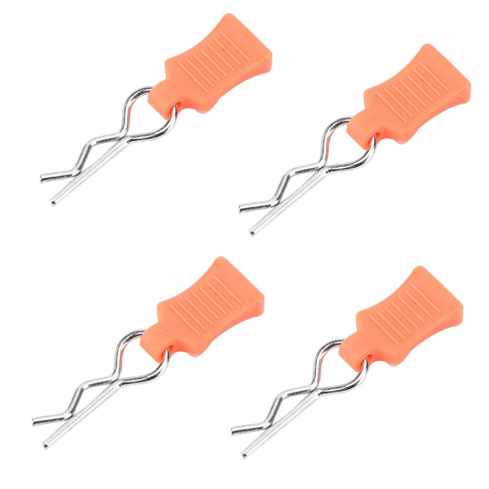 Tbest RC Body Clips Springy R Pins, 1/8 1/10 1/12 RC Body Clips R Pins + Fixing Bracket Set Model Clip Accessory (Orange) Model Car Accessories Rc Clip Retainer