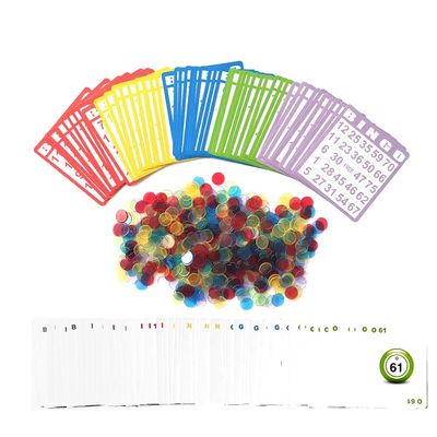 Yuanhe Bingo Cards Game Set - Includes 50 Bingo Cards,500 Colorful Transparent Bingo Chips and Deck of Calling Cards, Great for Adults Kids Family Game Nights, School Classroom Activity, Bingo Parites