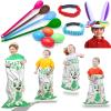 19 Pack Easter Outdoor Party Games for Kid Family, School Carnival Game 4 Bunny Potato Sack Race Bag, Egg and Spoon Relay Race, 2 3-Legged Band, 1 Ear Ring Toss Game (4 Score Rings) Easter Eggs Hunt view 1