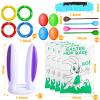 19 Pack Easter Outdoor Party Games for Kid Family, School Carnival Game 4 Bunny Potato Sack Race Bag, Egg and Spoon Relay Race, 2 3-Legged Band, 1 Ear Ring Toss Game (4 Score Rings) Easter Eggs Hunt view 3