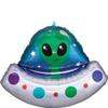 Alien Space Ship Happy Birthday Party 5 Piece Bouquet of Balloons (Blue Number 6) view 2