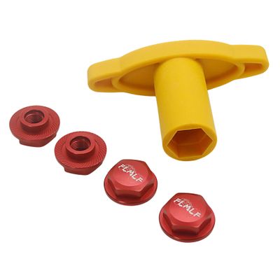 FLMLF 24mm Hex Wheel Nuts with Hexagonal Wrenches Alloy CNC Self-Lock Hex Wheel Adapters Orange Red Kits 4PCS for 1/5 Traxxas xmaxx Modified for Losi 5ive T