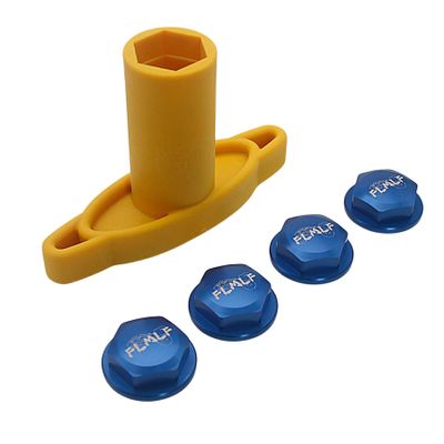 FLMLF 24mm Hex Wheel Nuts with Hexagonal Wrenches Alloy CNC Self-Lock Hex Wheel Adapters Blue Kits 4PCS for 1/5 Traxxas xmaxx Modified for Losi 5ive T