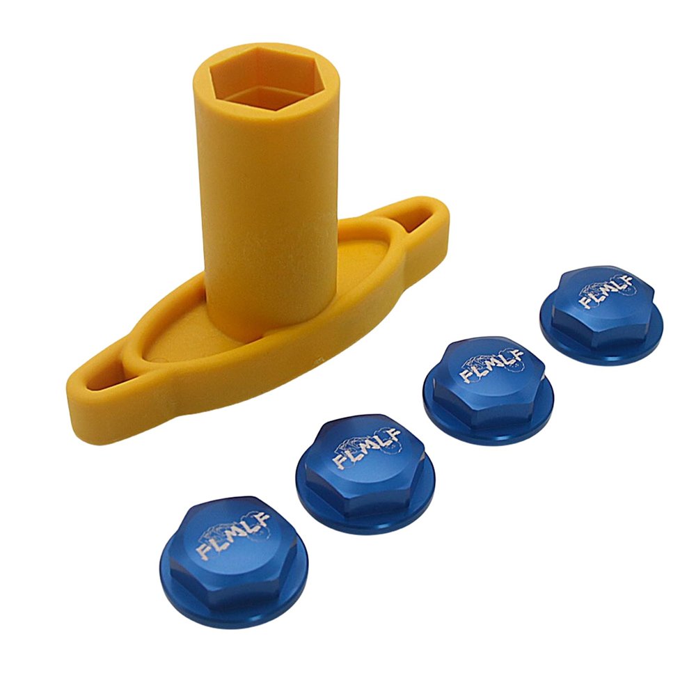 FLMLF 24mm Hex Wheel Nuts with Hexagonal Wrenches Alloy CNC Self-Lock Hex Wheel Adapters Blue Kits 4PCS for 1/5 Traxxas xmaxx Modified for Losi 5ive T