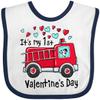 inktastic It's My 1st Valentine's Day Fire Truck with Cute Dalmatian Baby Bib White and Navy 39a27 view 1
