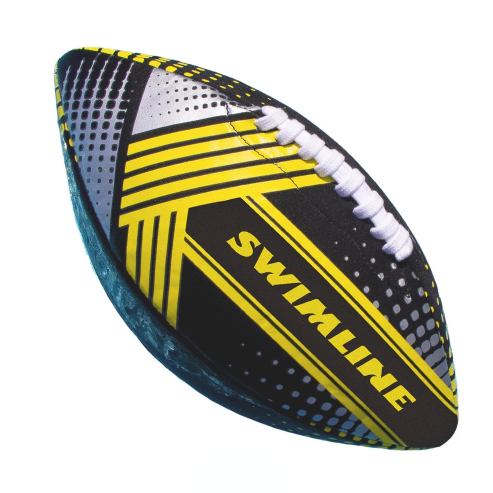 SWIMLINE Neoprene Pool & Beach Accessory for Active Group Play, Backyard Games, and Water Sports Waterproof Soft Football, Black & Yellow, 10.5"