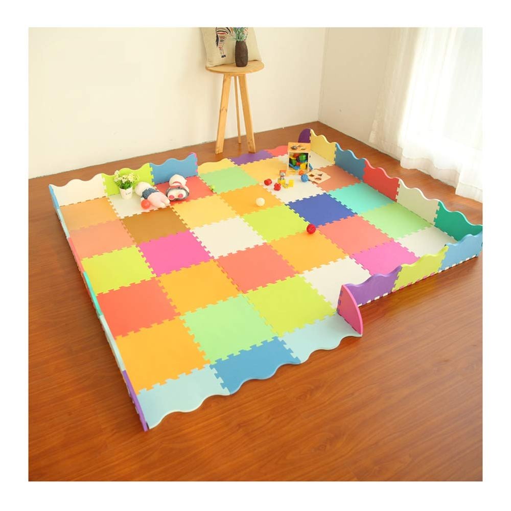 ALGFree Jigsaw Puzzle Play Mat Fence Edging 1.4cm Collapsible Crawling Foam Tiles Activities PadFreely Combinable (Color : B, Size : 50pcs)