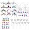 S & E TEACHER'S EDITION 60 Pcs Princess Pretend Play Dress Up Set 12 Crowns 12 Wands 24 Rings 12 Nacklaces Princess Jewelry Toys for girls Costume Party Accessories view 1