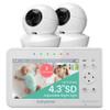 Babysense Baby Monitor with 2 Cameras and Audio 4.3", Non Wifi Baby Monitor, Dual Split Screen, Portable Double Sleep Video Monitoring, Auto Night Vision & Light, Lullabies & White Noise Two-Way Audio view 1