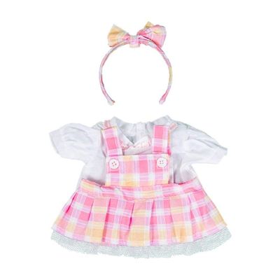 BYO-BFF Stuffed Animals Plush Toy Outfit Plaid Pinafore w/Bow Headband 8