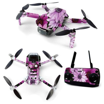 MightySkins Skin for DJI Mavic Mini Portable Drone Quadcopter - Purple Flowers | Protective, Durable, and Unique Vinyl Decal wrap Cover | Easy to Apply, Remove, and Change Styles | Made in The USA