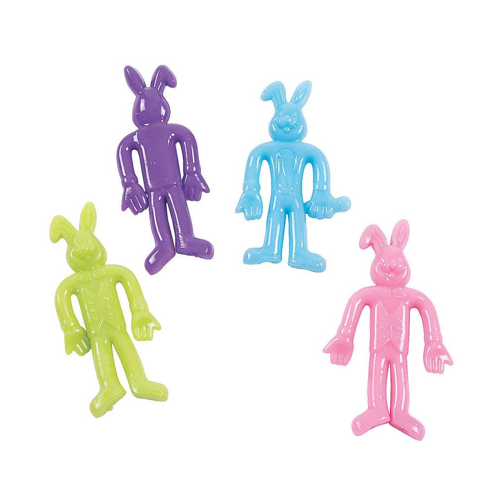 Fun Express Easter Stretchy Bunnies - Fun Colorful Toys for Kids - Perfect for Easter Egg Hunts, Party Favors, and Seasonal Celebrations - 72 Pieces