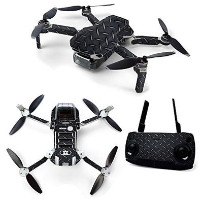 MightySkins Skin for DJI Mavic Mini Portable Drone Quadcopter - Black Diamond Plate | Protective, Durable, and Unique Vinyl Decal wrap cover | Easy To Apply | Made in the USA (DJMAVMIN-Black Diamond Plate)