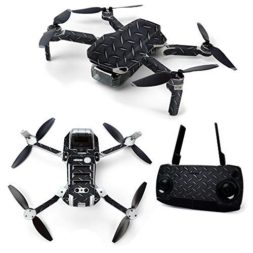MightySkins Skin for DJI Mavic Mini Portable Drone Quadcopter - Black Diamond Plate | Protective, Durable, and Unique Vinyl Decal wrap cover | Easy To Apply | Made in the USA (DJMAVMIN-Black Diamond Plate)